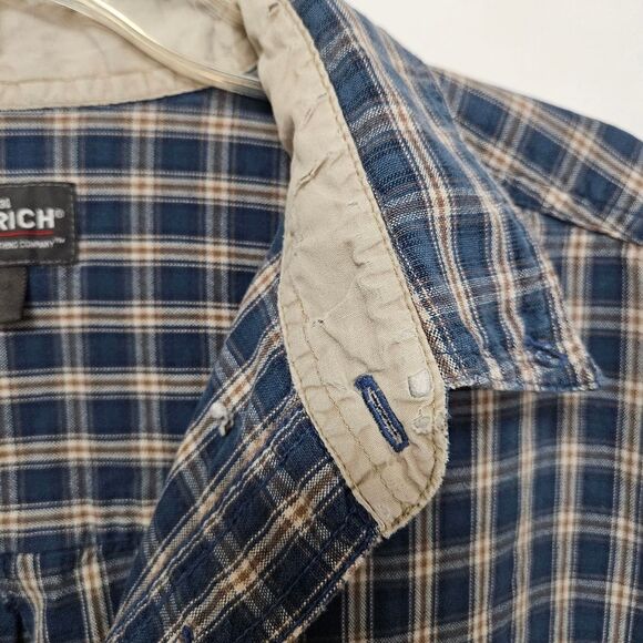 VTG WOOLRICH Shirt Men's 2XL Blue Brown Plaid Long Sleeve Button Up See Pics - Picture 5 of 10